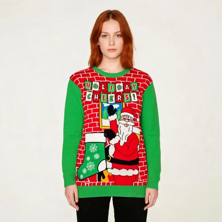 Holiday Cheers Santa Ugly Christmas Sweater Funny Xmas Sweaters Best UGLY926