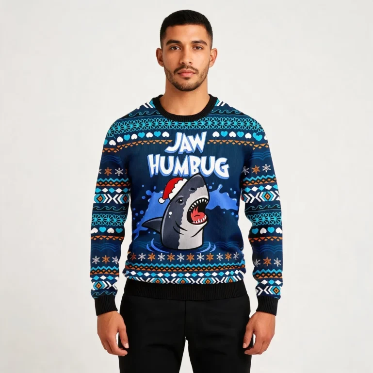 Jaw Humbug Ugly Christmas Sweater Holiday Clothing Shark Christmas UGLY926