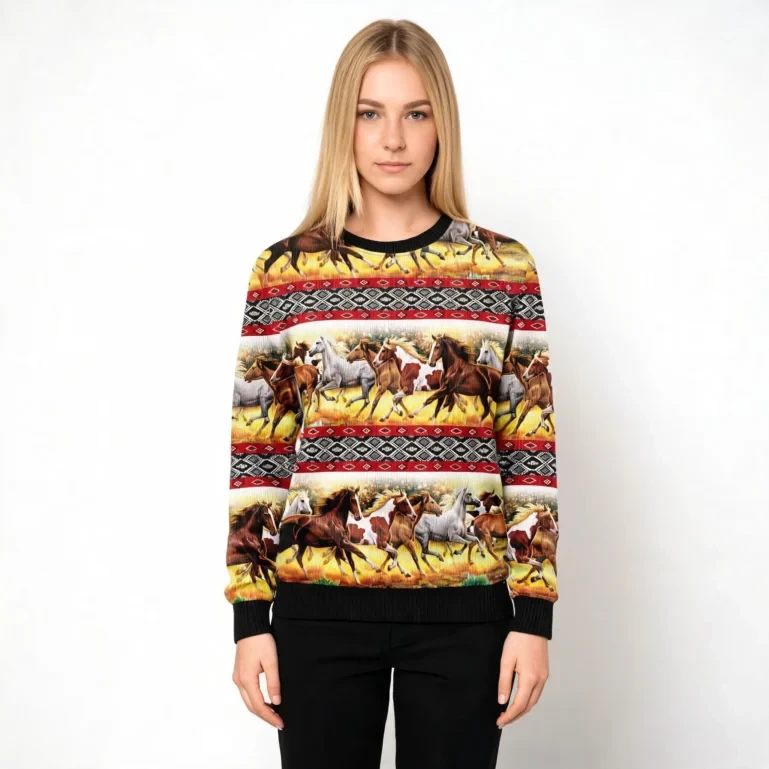 Horse Native American Pattern Ugly Christmas Sweater Warm Clothing UGLY926