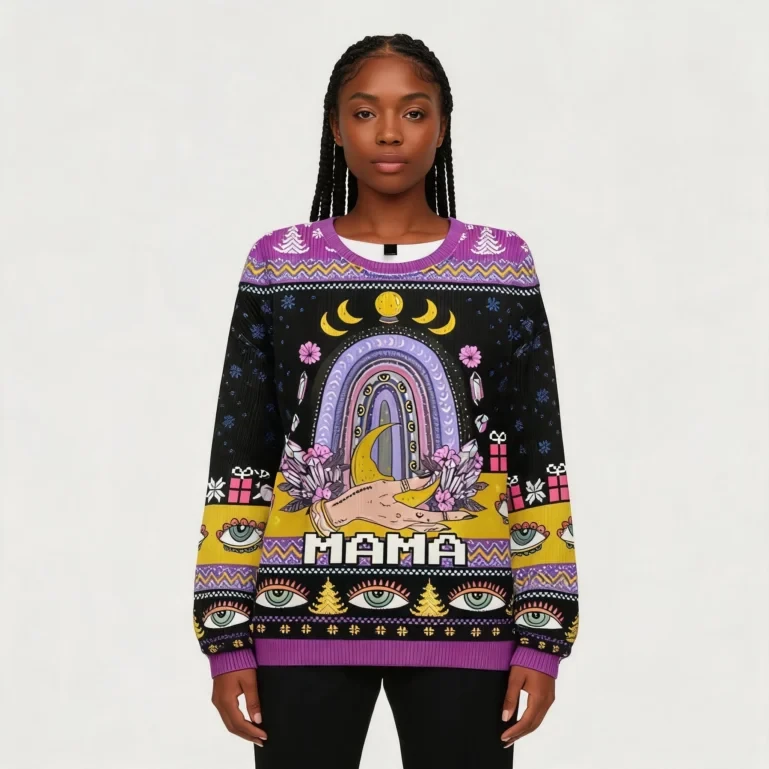 Gothic Mama Rainbow Ugly Christmas Sweatshirts Funny Xmas Sweaters UGLY926