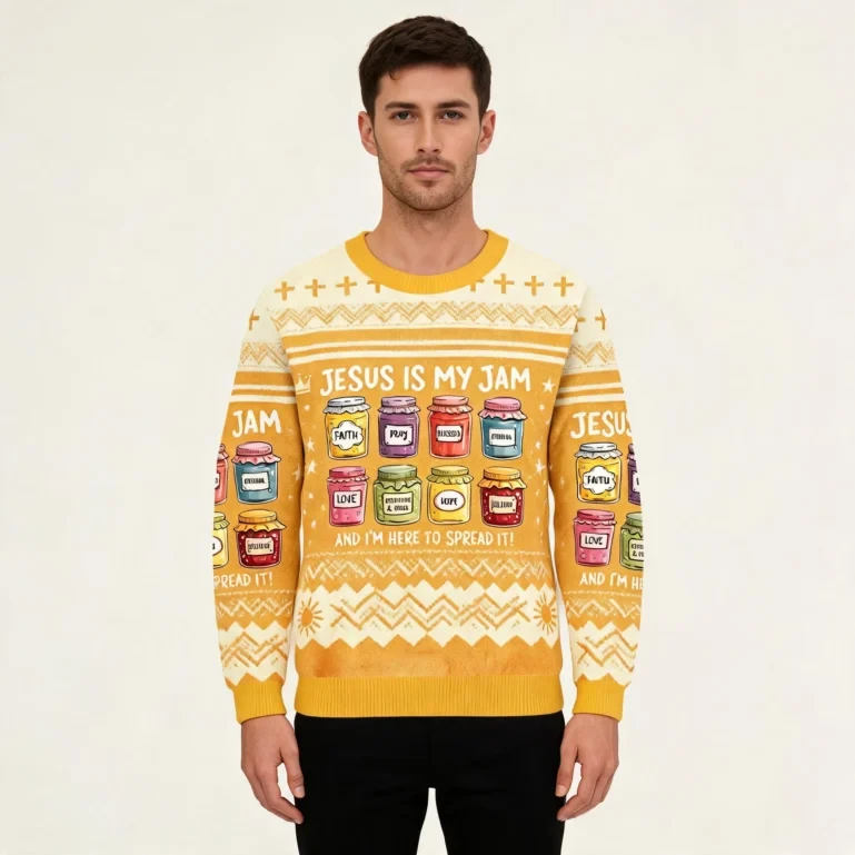 Jesus Is My Jam I'm Here To Spread It Ugly Sweater Christian Clothing UGLY926