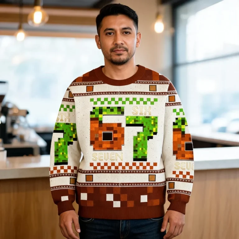 Funny Six Seven Ugly Sweater Funny Meme Pixel Art Holiday Clothing UGLY926