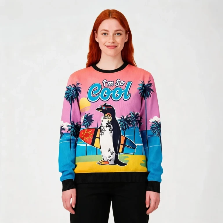 Penguin Im So Cool Ugly Christmas Sweater Winter Apparel Christmas UGLY926