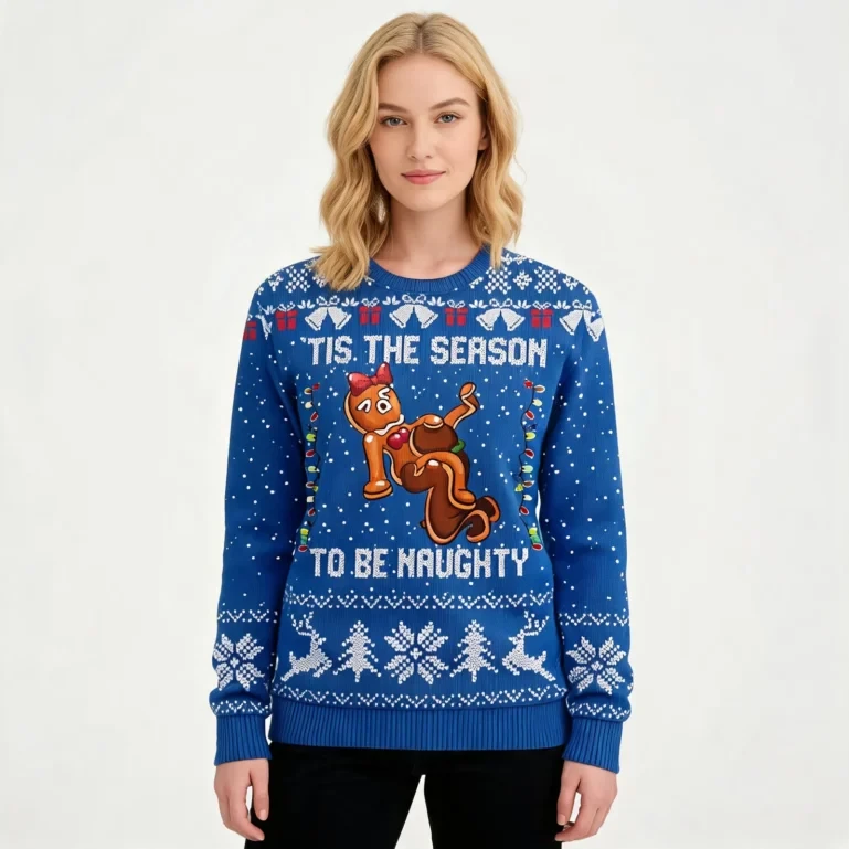 Naughty Gingerbread Ugly Xmas Sweater Warm and Comfy Sweater for UGLY926
