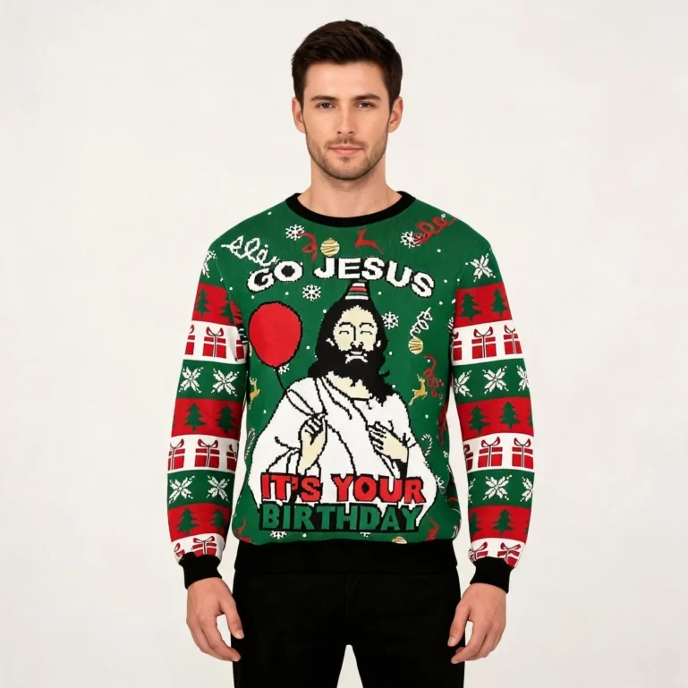 Go Jesus It's Your Birthday Funny Christmas Ugly Sweater Xmas Wear UGLY926