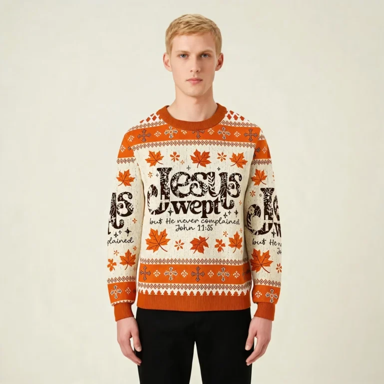 Jesus Wept Ugly Sweater Atumn Vibe Christian Clothing Religious Gift UGLY926