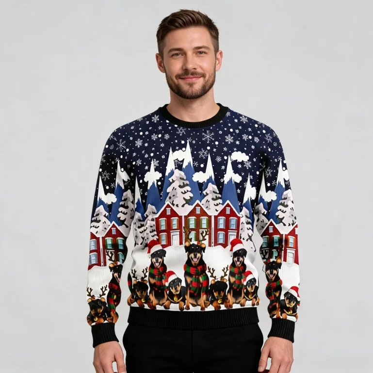 Rottweiler Family Ugly Christmas Sweater UGLY926