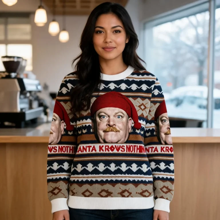 Santa Knows Nothing Christmas Ugly Sweater Holiday Apparel Secret UGLY926