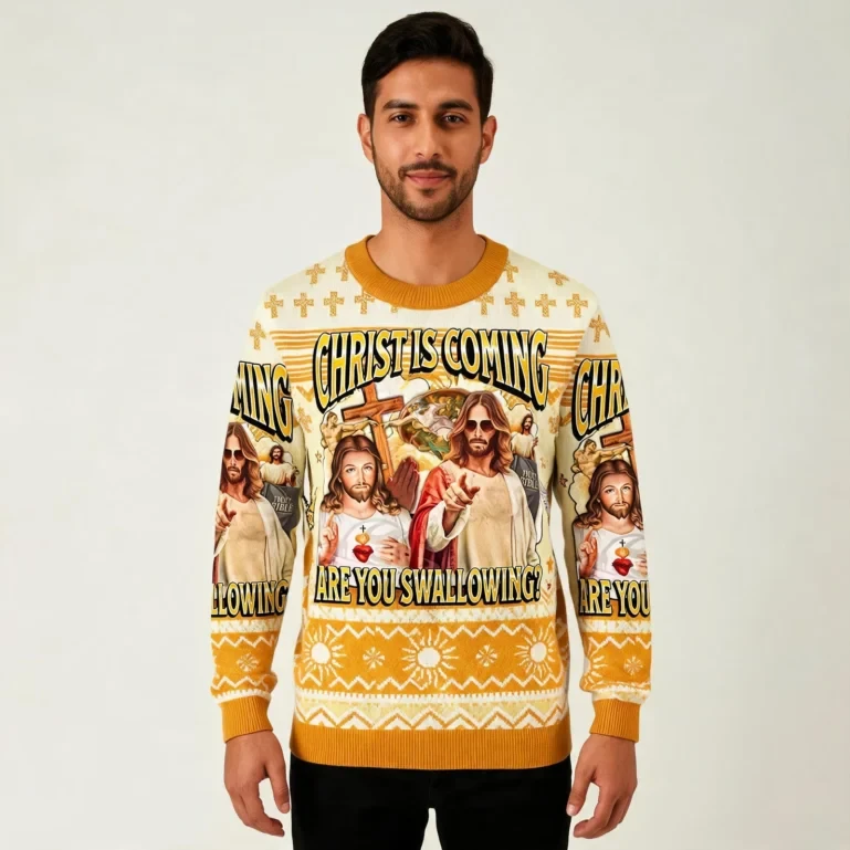 You Swallowing Funny Jesus Meme Ugly Christmas Sweater Xmas Clothing UGLY926