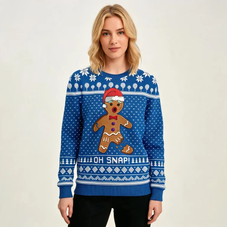 Royal Unique Oh Snap Gingerbread Ugly Xmas Sweater Warm and Comfy UGLY926