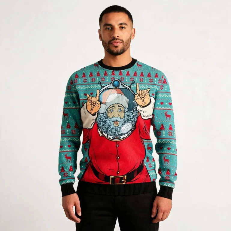 Santa Claus Astronaut Ugly Christmas Sweater Xmas Wear Outrageous UGLY926