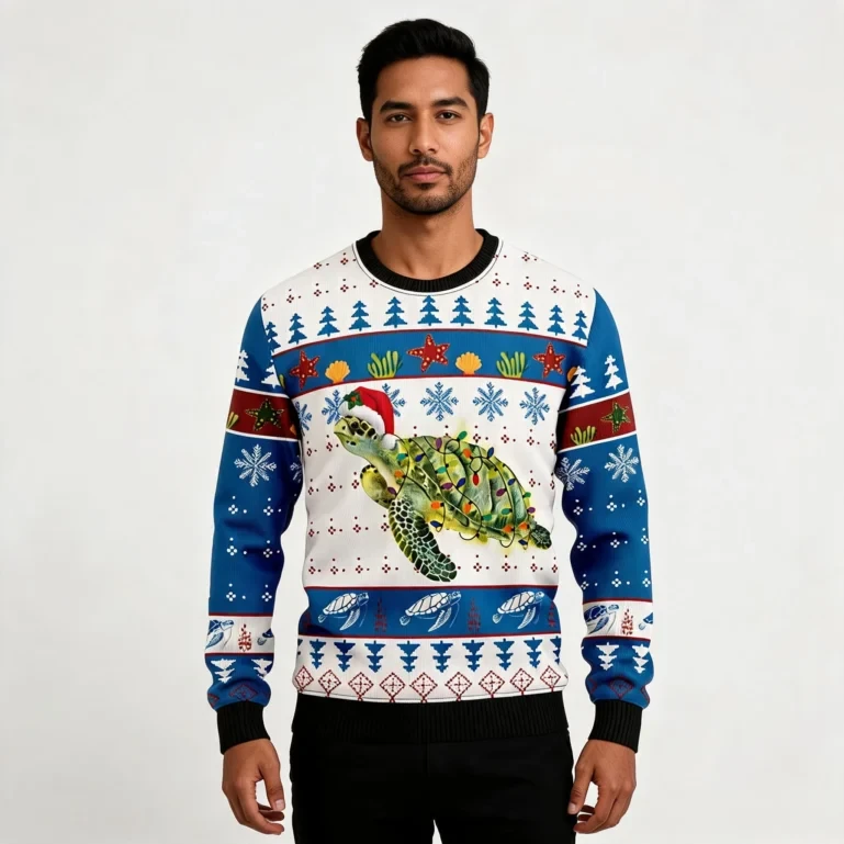 Turtle Xmas Ugly Christmas Sweater Animal Christmas Sweater Xmas Gift UGLY926