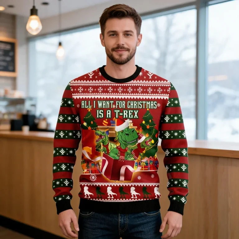 Trex Christmas Gift Ugly Christmas Sweater Winter Clothes Christmas UGLY926