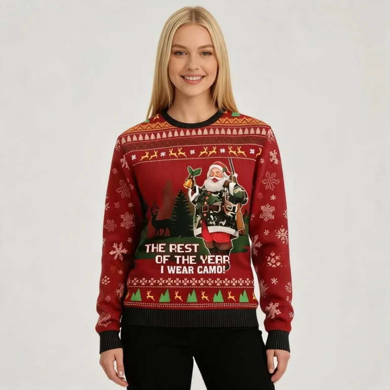 Santa The Rest Of Year I Wear Camo Veteran Ugly Christmas Sweater UGLY926