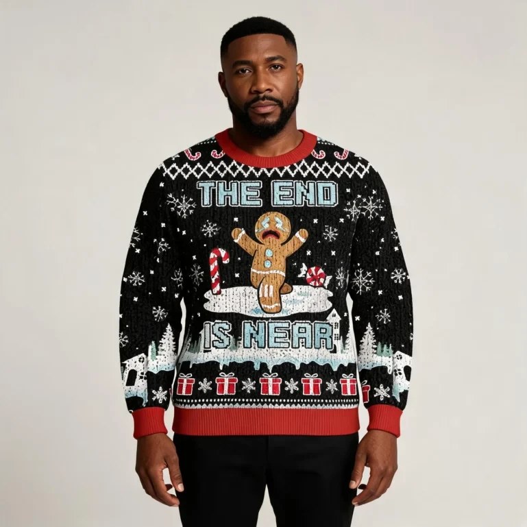 The End Cookie Man Fun Christmas Ugly Sweater Xmas Outfits Christmas UGLY926