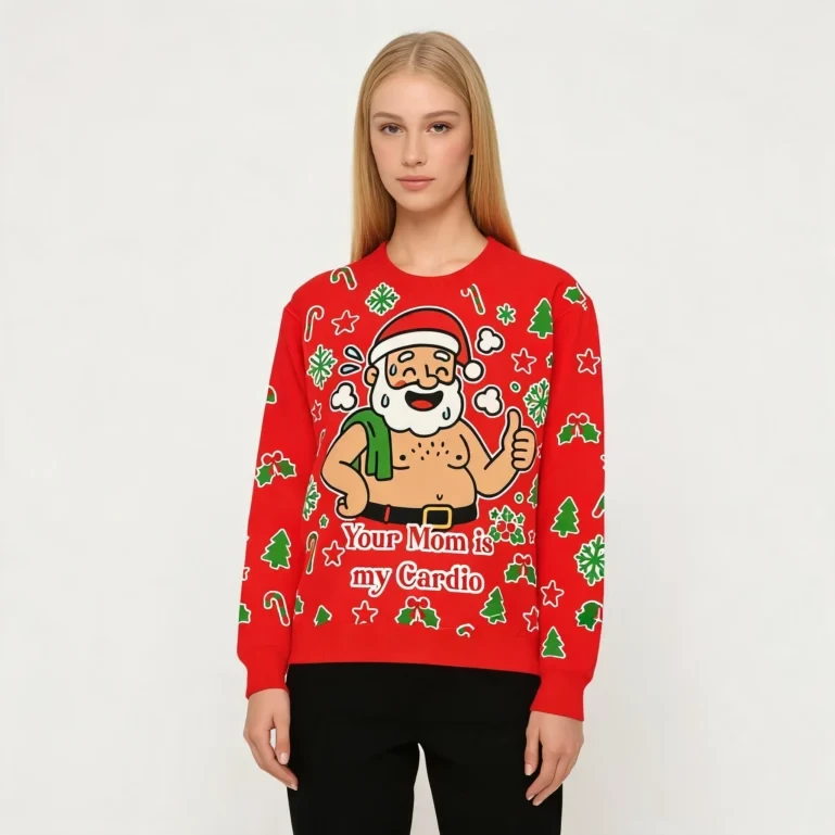 Your Mom Is My Cardio Christmas Ugly Sweater Cute Xmas Clothing UGLY926