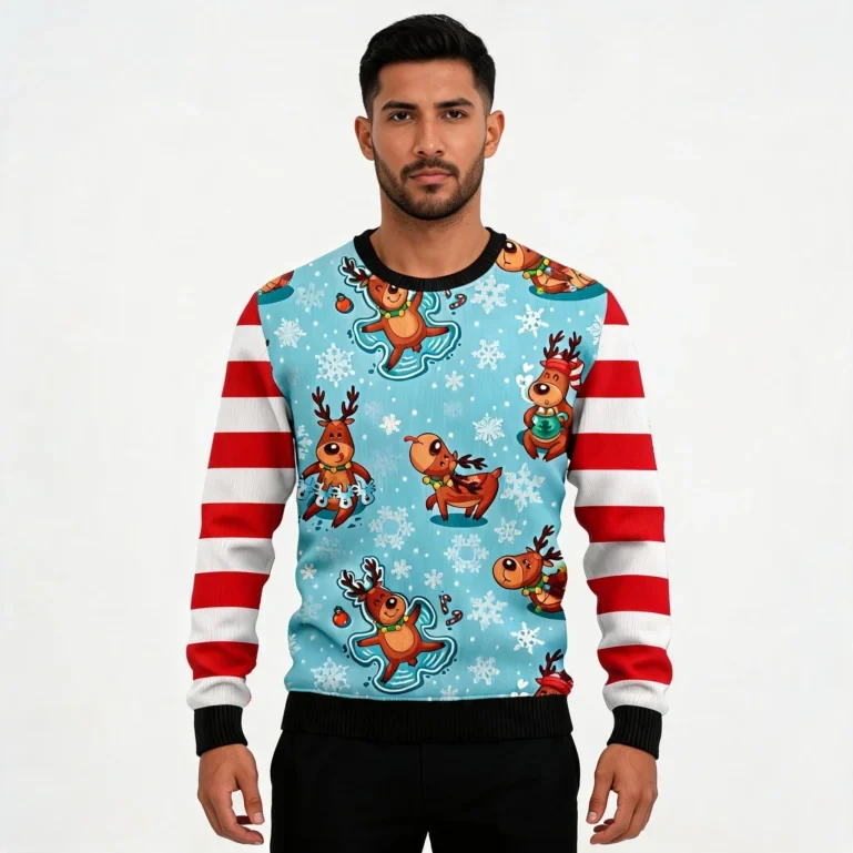 Reindeer Cute Ugly Christmas Sweater Animal Christmas Sweater Xmas UGLY926