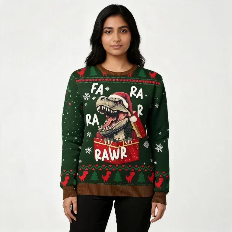T Rex Dinosaur Ugly Christmas Sweater Animal Themed Christmas UGLY926