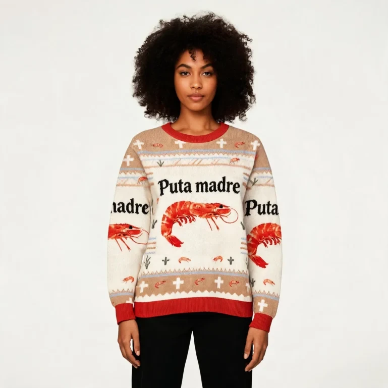 Shrimp Puta Madre Ugly Sweater Trendy Fashion Funny Sweater Unique UGLY926