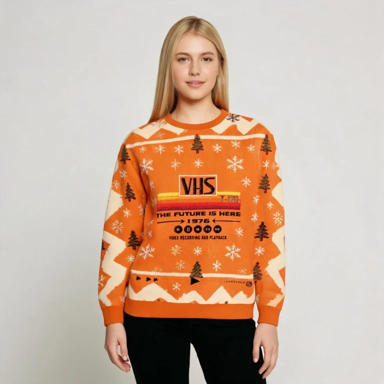 VHS Vintage Christmas Ugly Sweater Cool Xmas Clothes Secret Santa UGLY926