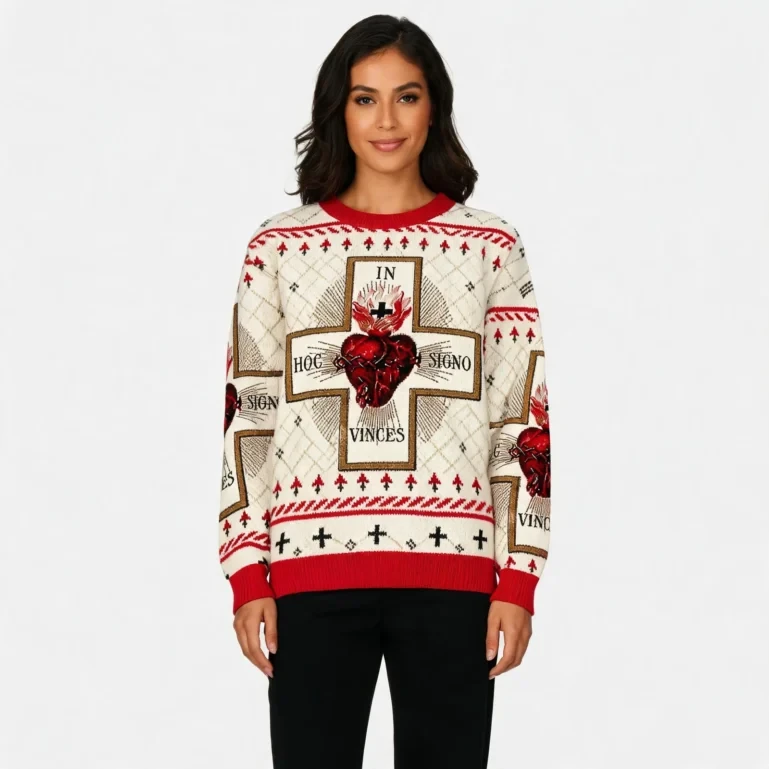 Sacred Heart In Vinces Donut Ugly Sweater Christian Themed Christmas UGLY926
