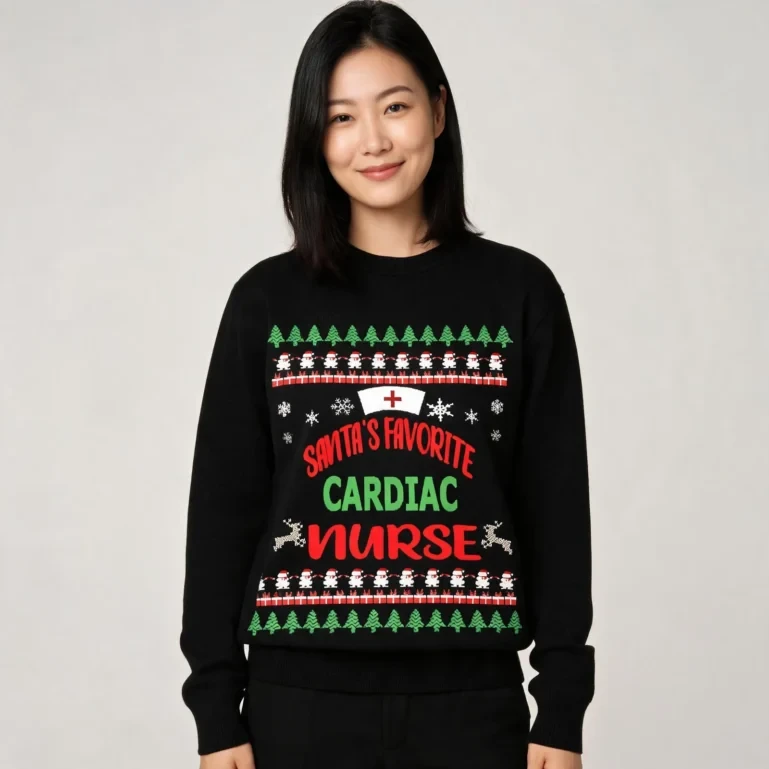 Santa's Favorite Cardiac Nurse Shirt Ugly Christmas Sweater T-shirt UGLY926