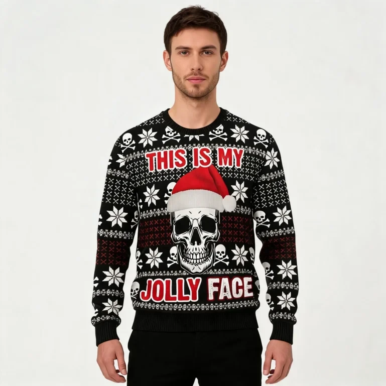 This Is My Jolly Face Ugly Christmas Sweater Winter Clothing Skull UGLY926