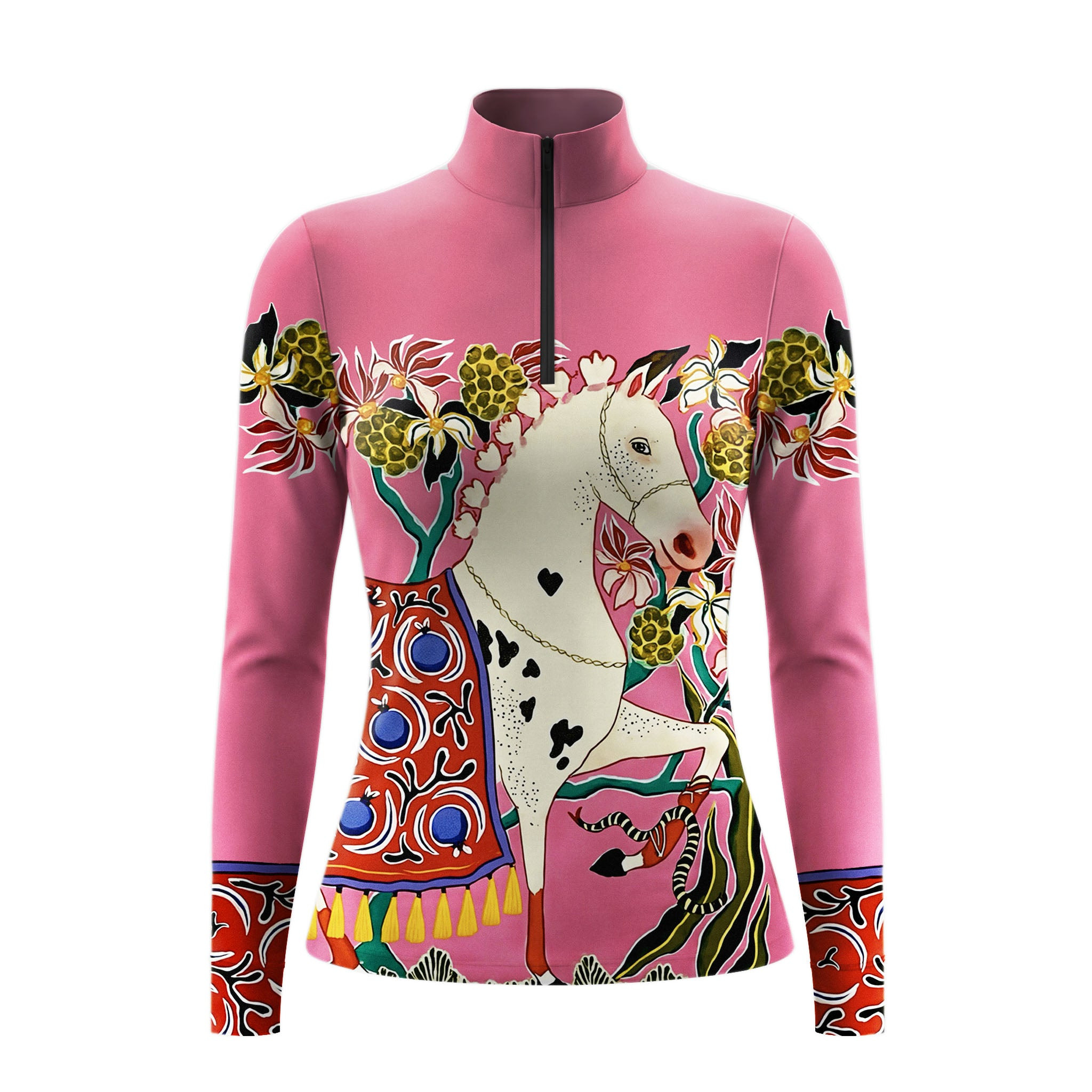 Artisan Dala Horse Equestrian Quarter-Zip Top | Dusty Rose Riding Shirt RIDING927