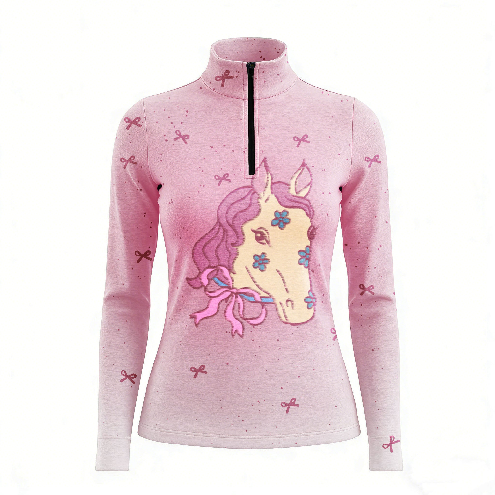 Floral Pony Equestrian Quarter-Zip Top RIDING927