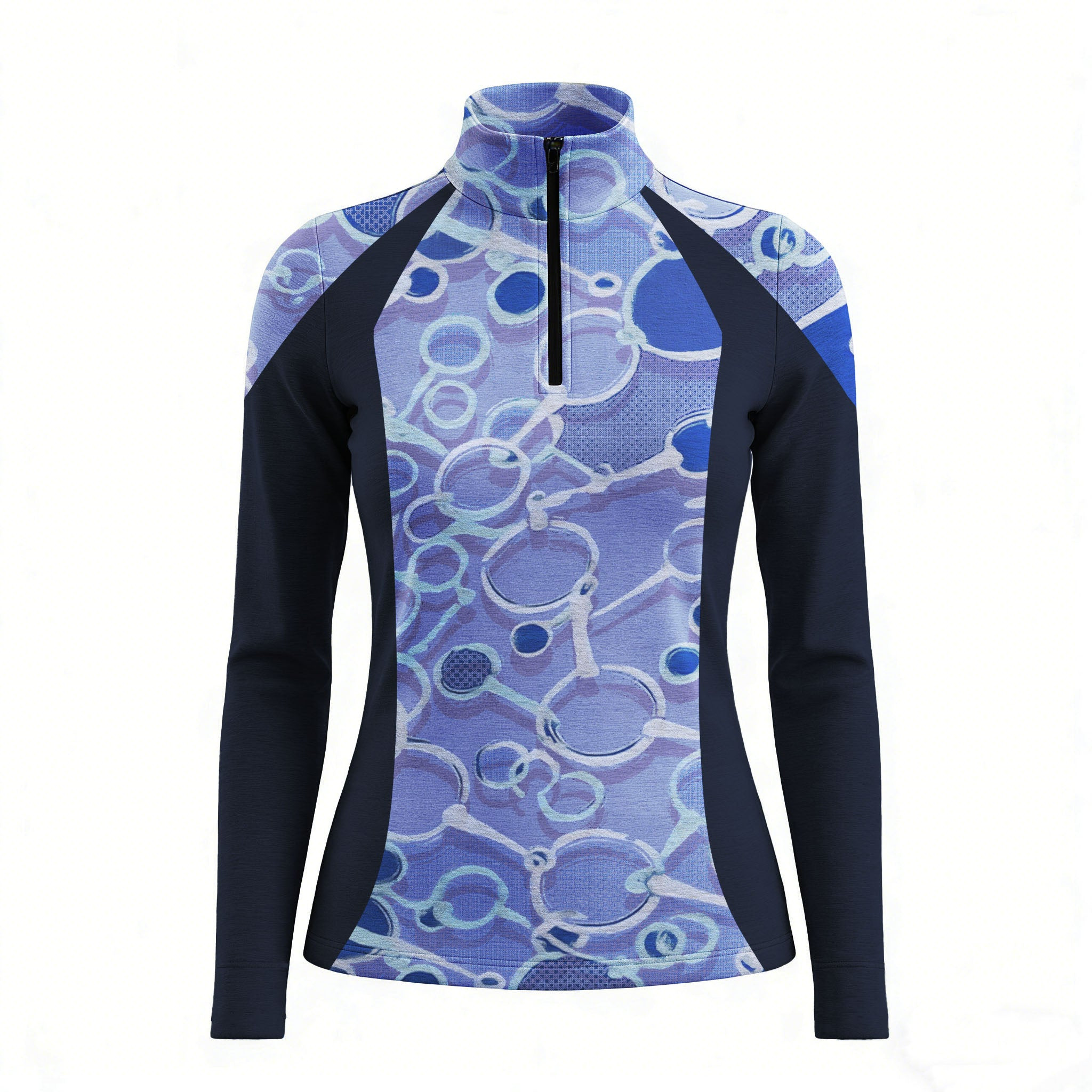 Equestrian Snaffle Bit Color Block Quarter-Zip Top RIDING927