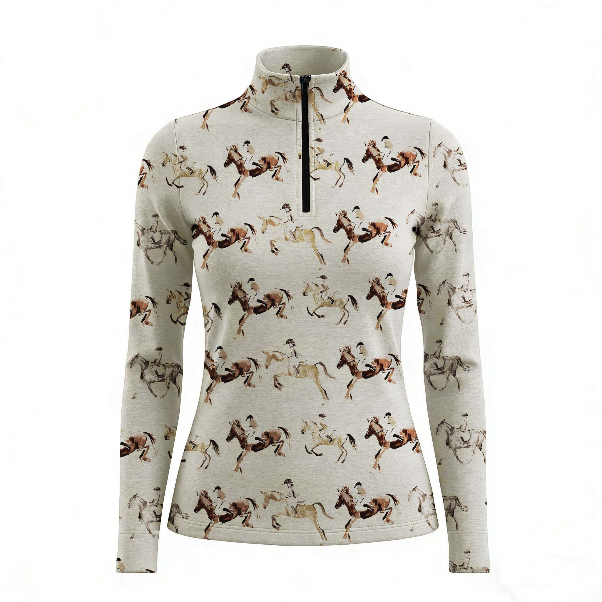 Watercolor Equestrian Show Jumping Quarter-Zip Top RIDING927