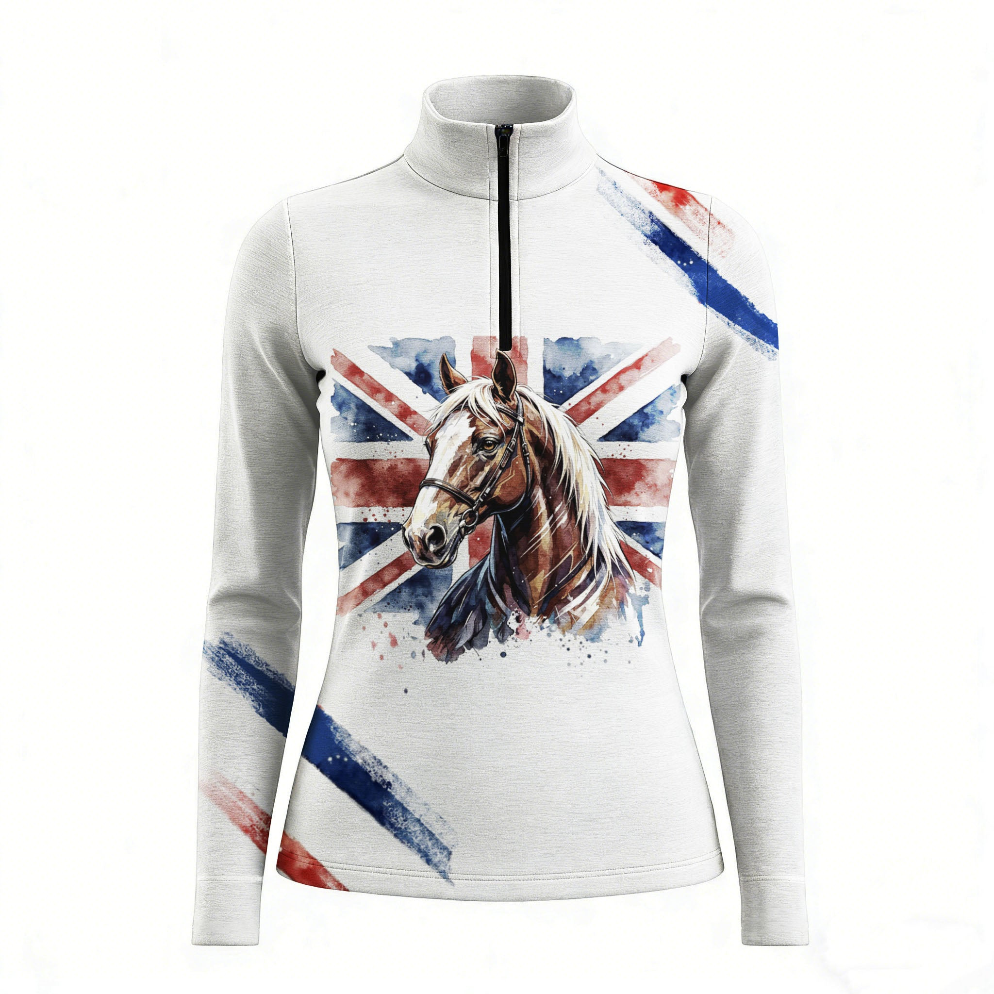 British Flag Horse Equestrian Quarter-Zip Top RIDING927