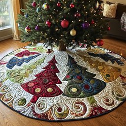 Glittering Tree Forest Christmas Tree Skirt - Made to Order TREEK101