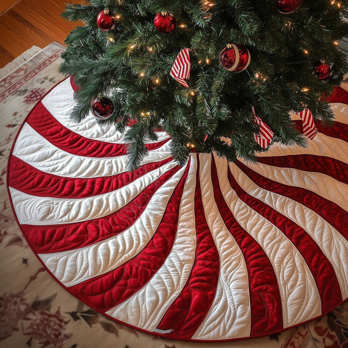 Candy Swirly Christmas Tree Skirt - Made to Order TREEK101