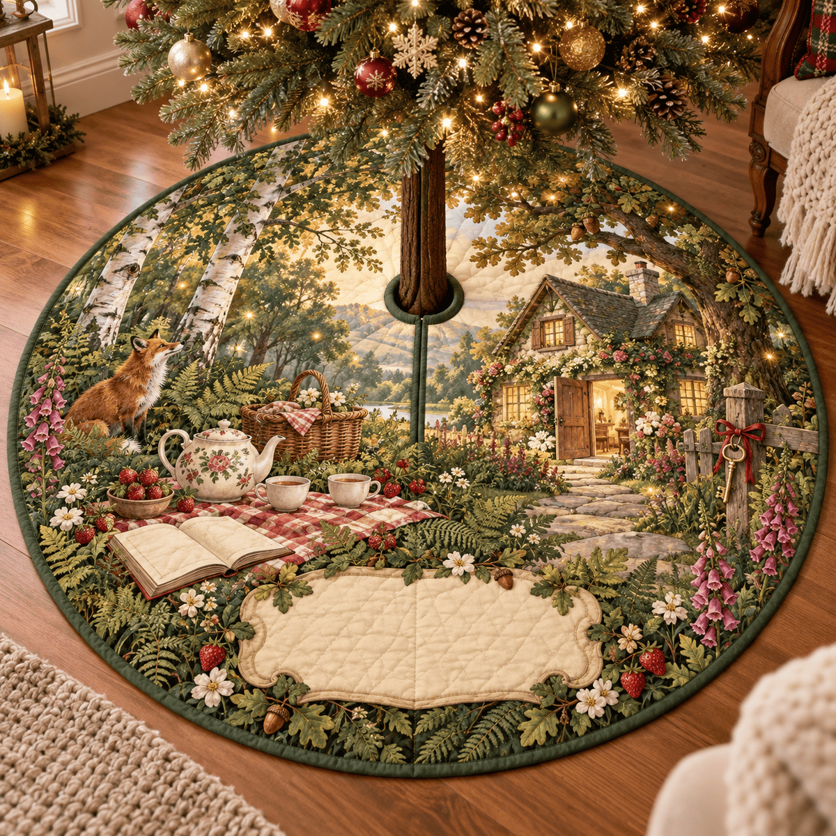 Woodland Tea Picnic Housewarming Tree Skirt TREEK101