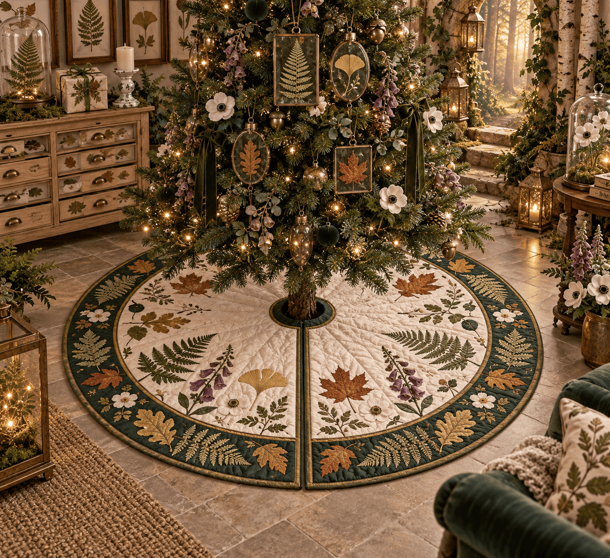 Pressed Leaves Collector Birthday Tree Skirt TREEK101