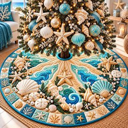 Starfish Coastal Christmas Tree Skirt - Made to Order TREEK101
