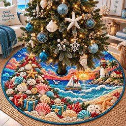 Seaside Christmas Tree Christmas Tree Skirt - Made to Order TREEK101