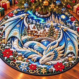 Aurora Winter Dragon Christmas Tree Skirt - Made to Order TREEK101