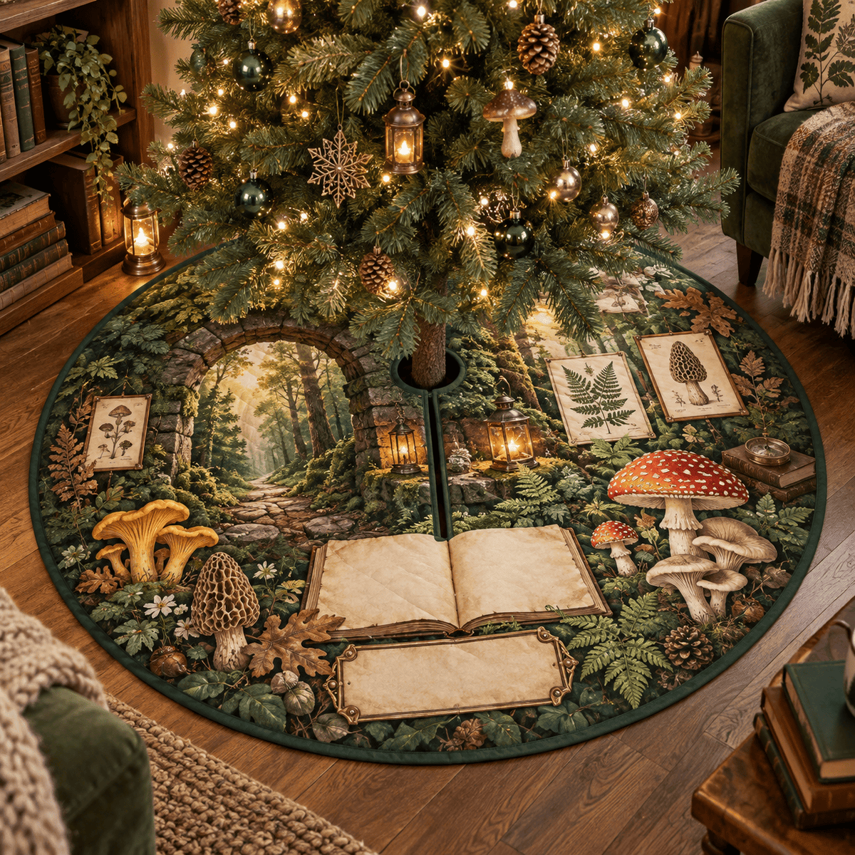 Mushroom Field Journal Tree Skirt TREEK101