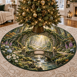 Forest Path Stone Bridge Tree Skirt TREEK101