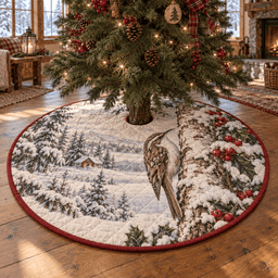 Winter Treecreeper Quilted Christmas Tree Skirt TREEK101