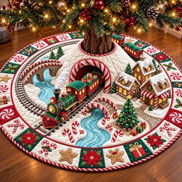 Candy Train Christmas Tree Skirt - Made to Order TREEK101