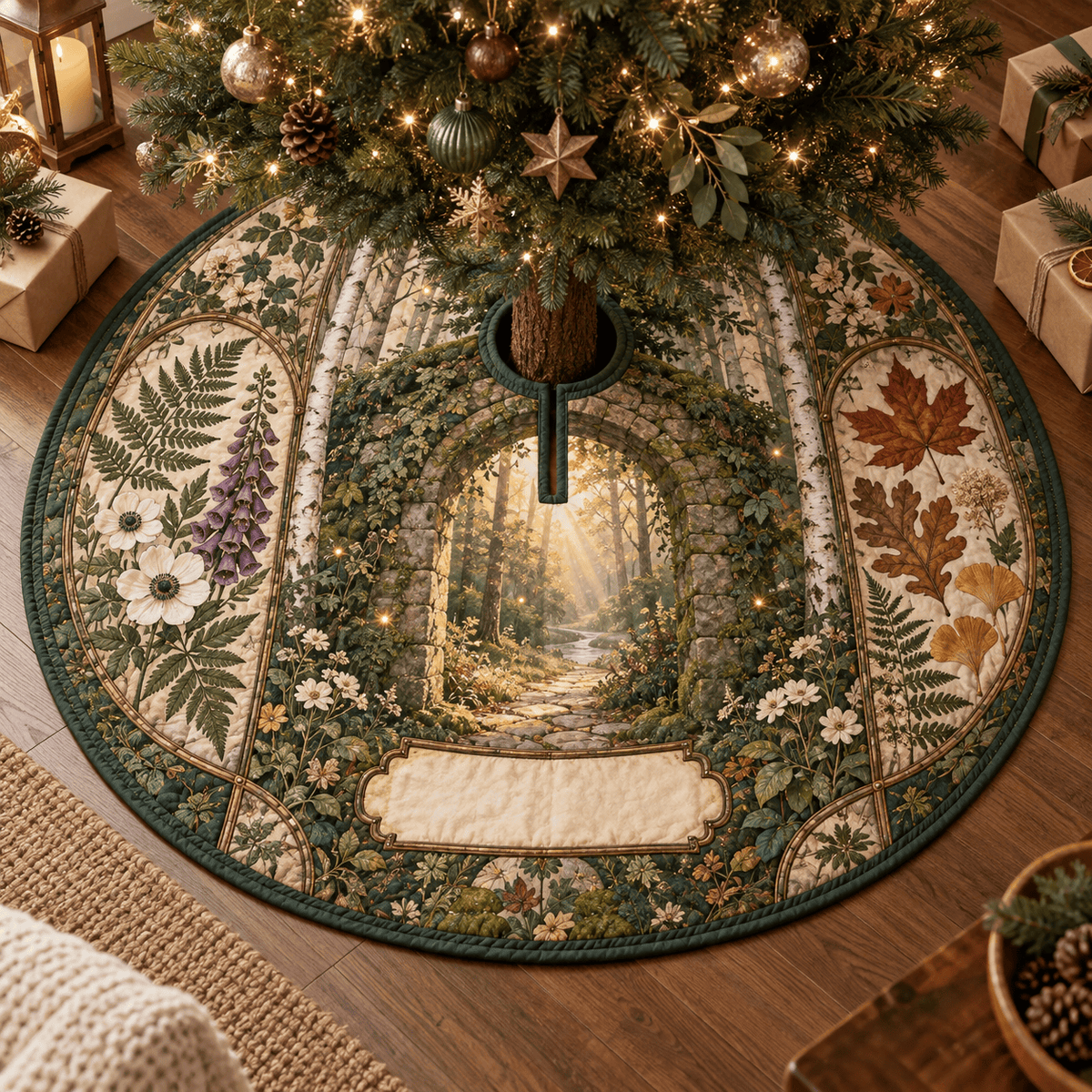 Pressed Leaves Host Gift Tree Skirt TREEK101