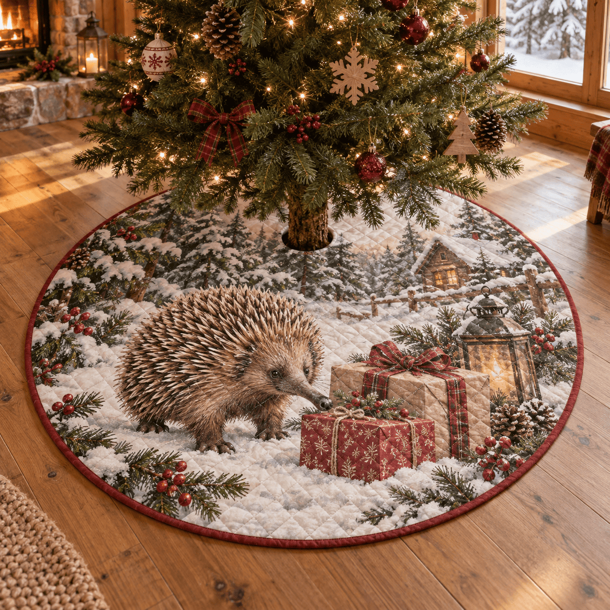 Winter Echidna Quilted Christmas Tree Skirt TREEK101
