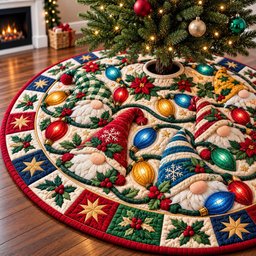 Gnomes Forest Friends Christmas Tree Skirt - Made to Order TREEK101