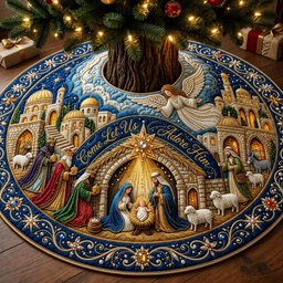 Let Us Adore Him Christmas Tree Skirt - Made to Order TREEK101