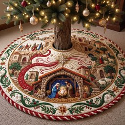 Bethlehem Stable Star Procession Christmas Tree Skirt - Made to Order TREEK101