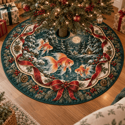 Goldfish Quilted Christmas Tree Skirt TREEK101
