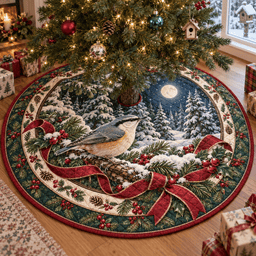 Nuthatch Quilted Christmas Tree Skirt TREEK101